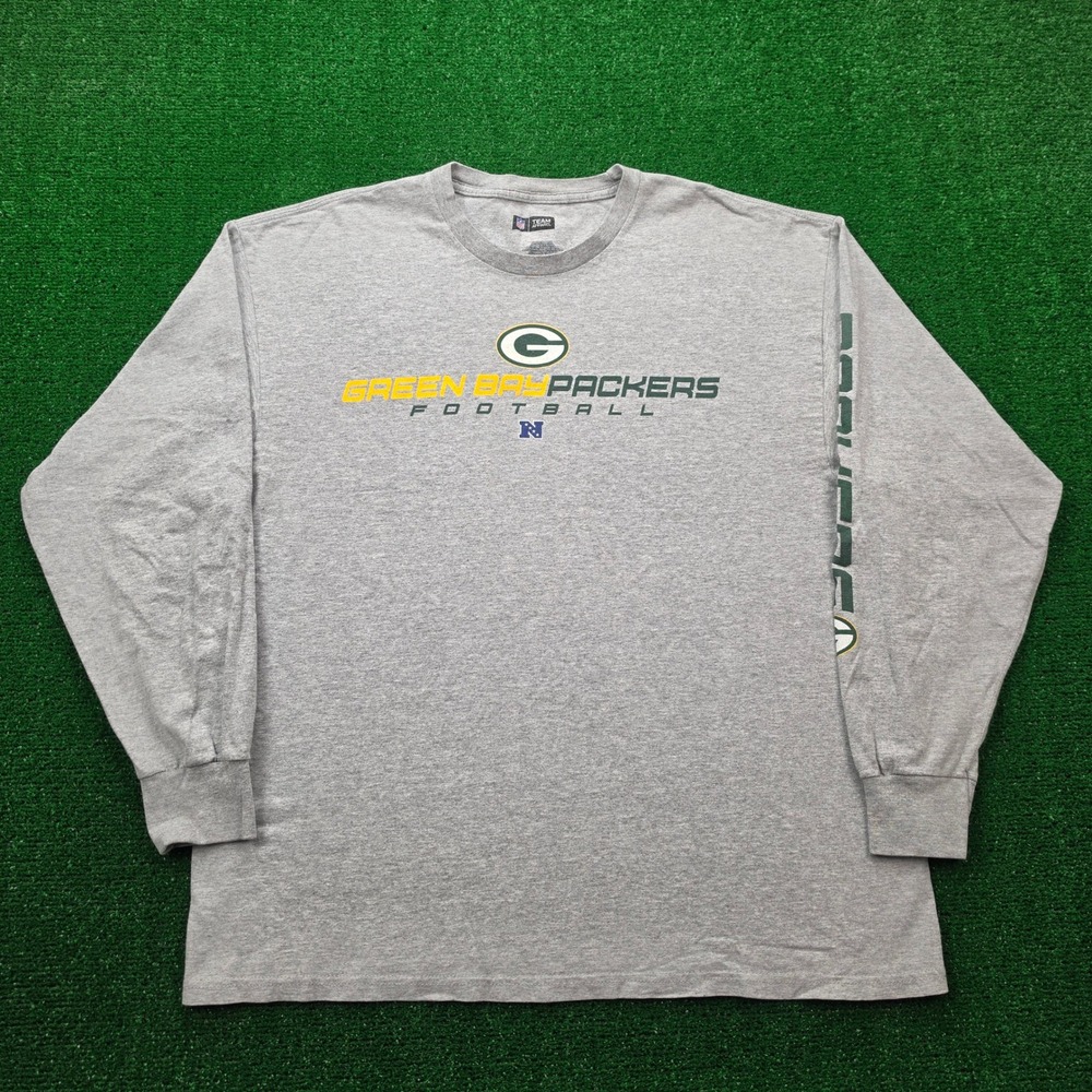 Green Bay Packers NFL Team Apparel Long Sleeve Graphic Tshirt Mens XL Gray